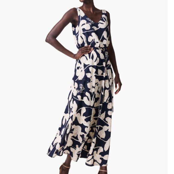 Nic+Zoe Water Lillies Bianca Maxi Dress in Navy and Cream - Picture 1 of 5